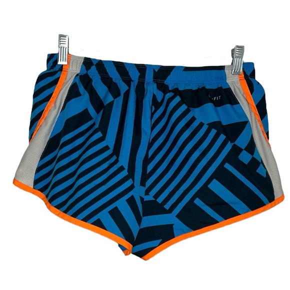 Nike Dri Fit Blue Orange Abstract Running Shorts Women’s Size Small Workout Walk - Picture 2 of 7